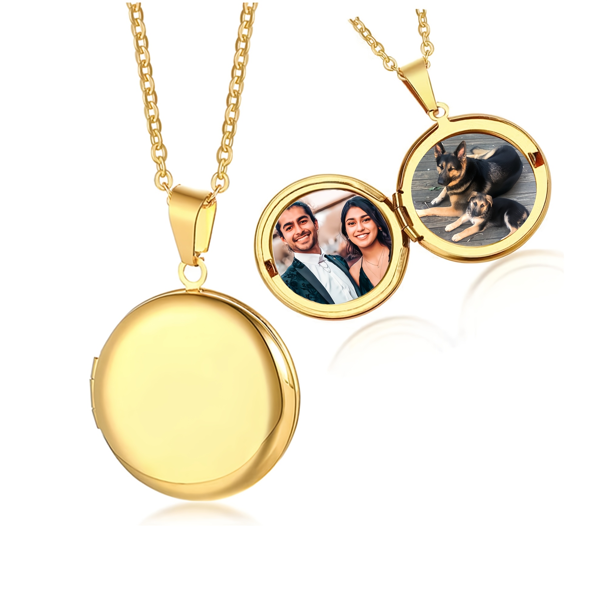 Customizable Round Locket Necklace with Picture/Text
